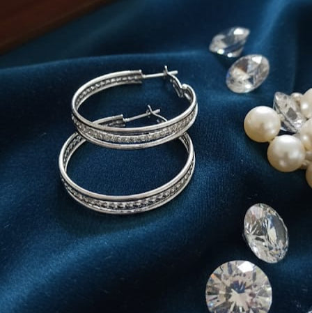 Silver Sparkle Hoops